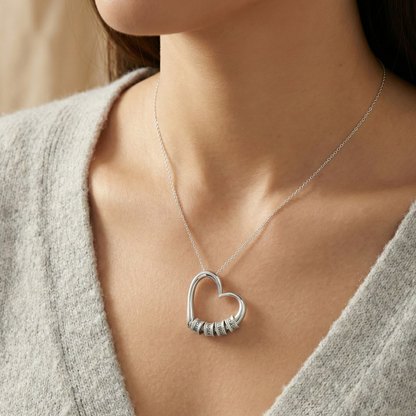 Sophie Charming Heart Engraved Beads Necklace