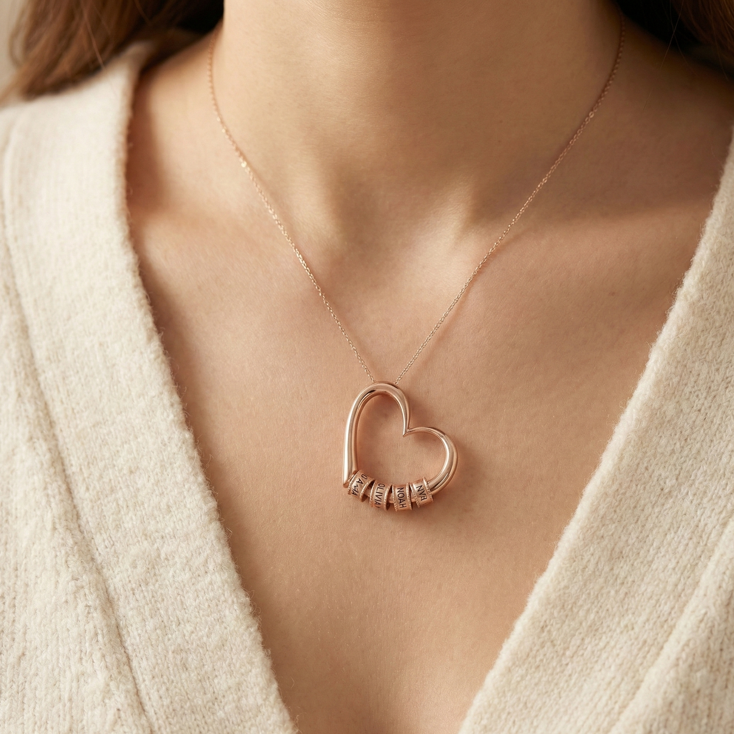 Sophie Charming Heart Engraved Beads Necklace