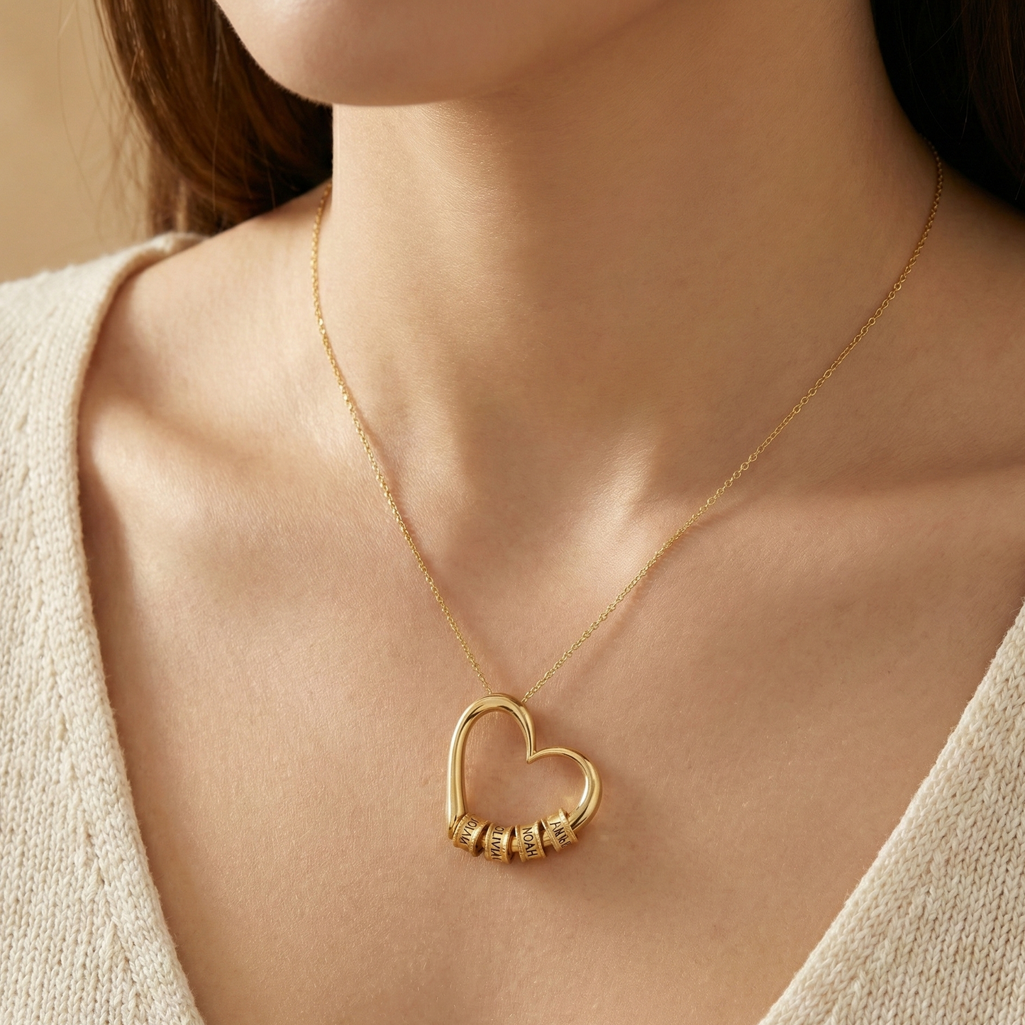Sophie Charming Heart Engraved Beads Necklace