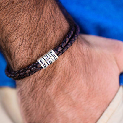 Paisley Braided Leather Beads Bracelet