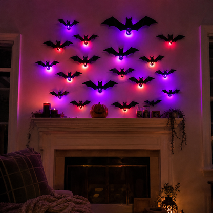 🦇 2026 3D LED Bat Wall Decor – Glowing Halloween Decor, Easy to Place & Remove