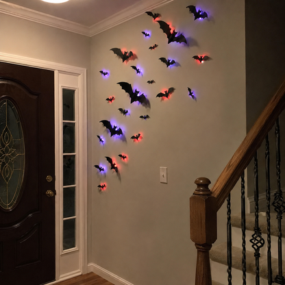 🦇 2026 3D LED Bat Wall Decor – Glowing Halloween Decor, Easy to Place & Remove